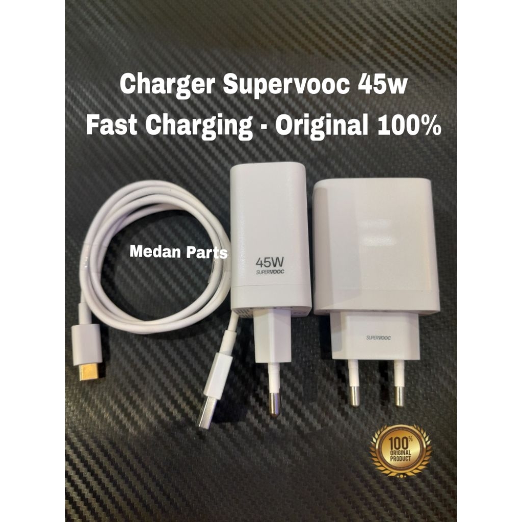 Charger OPPO SUPERVOOC 45W Original 100% Copotan Hp A3X A3 Pro, A5 Pro, A60, A80, Reno 12F,....