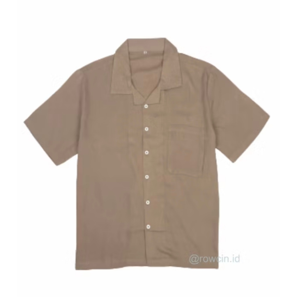 BATAM ONLY [PRELOVED] Kemeja Hawai Wanita Pria Unisex Coklat Khaki Baju Kantor