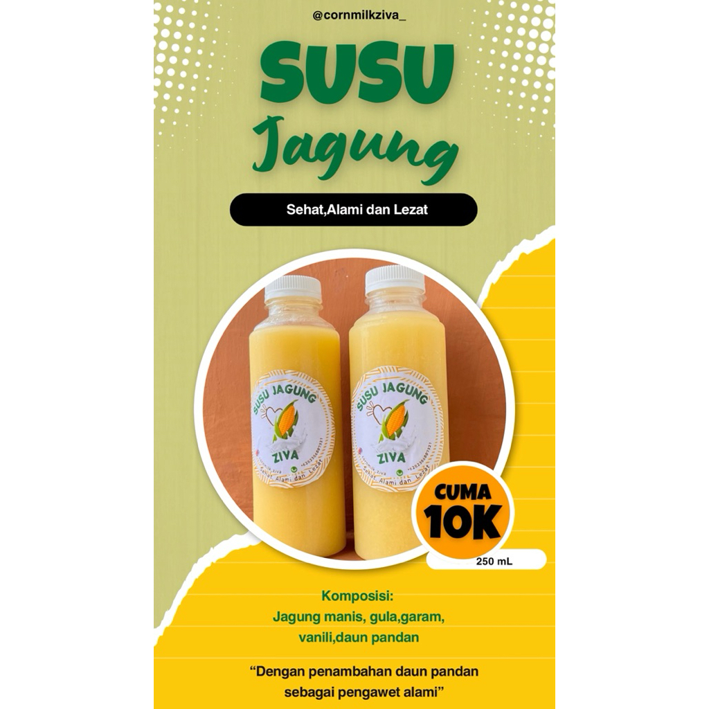 

Susu Jagung Ziva “Sehat,Alami dan Lezat”