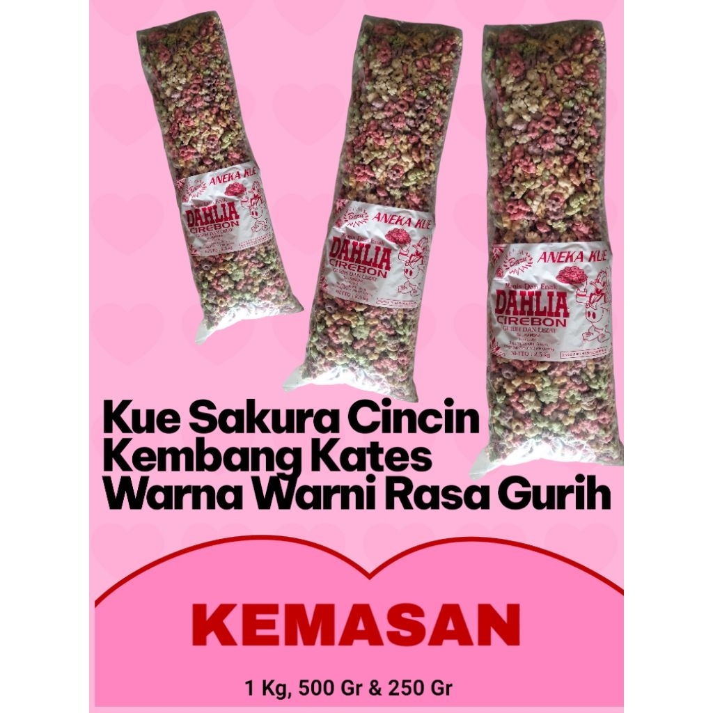 

Kue Sakura cincin 500 Gr/ kembang kates warna warni rasa gurih