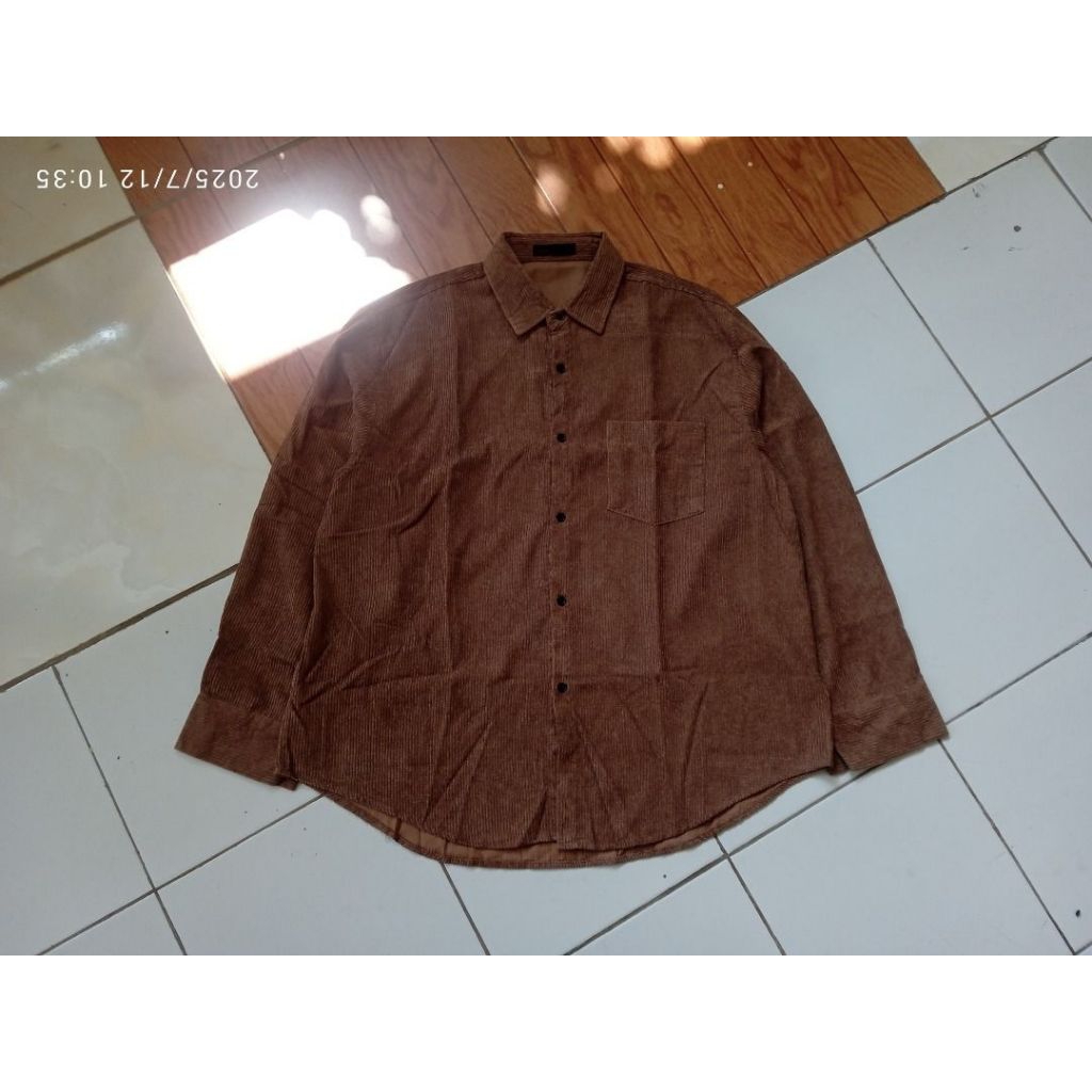 N.Floor Kemeja Vintage Flannel Shirt Corduroy Brown