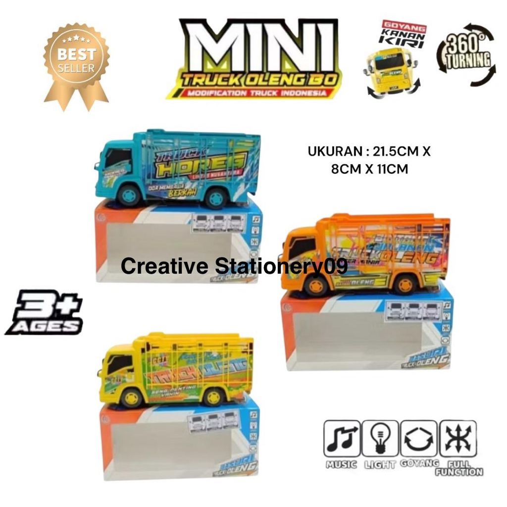 Mainan Mobil MINI TRUCK / TRUK OLENG T-01 / Truk Musik Telolet Lampu Oleng Goyang Baterai