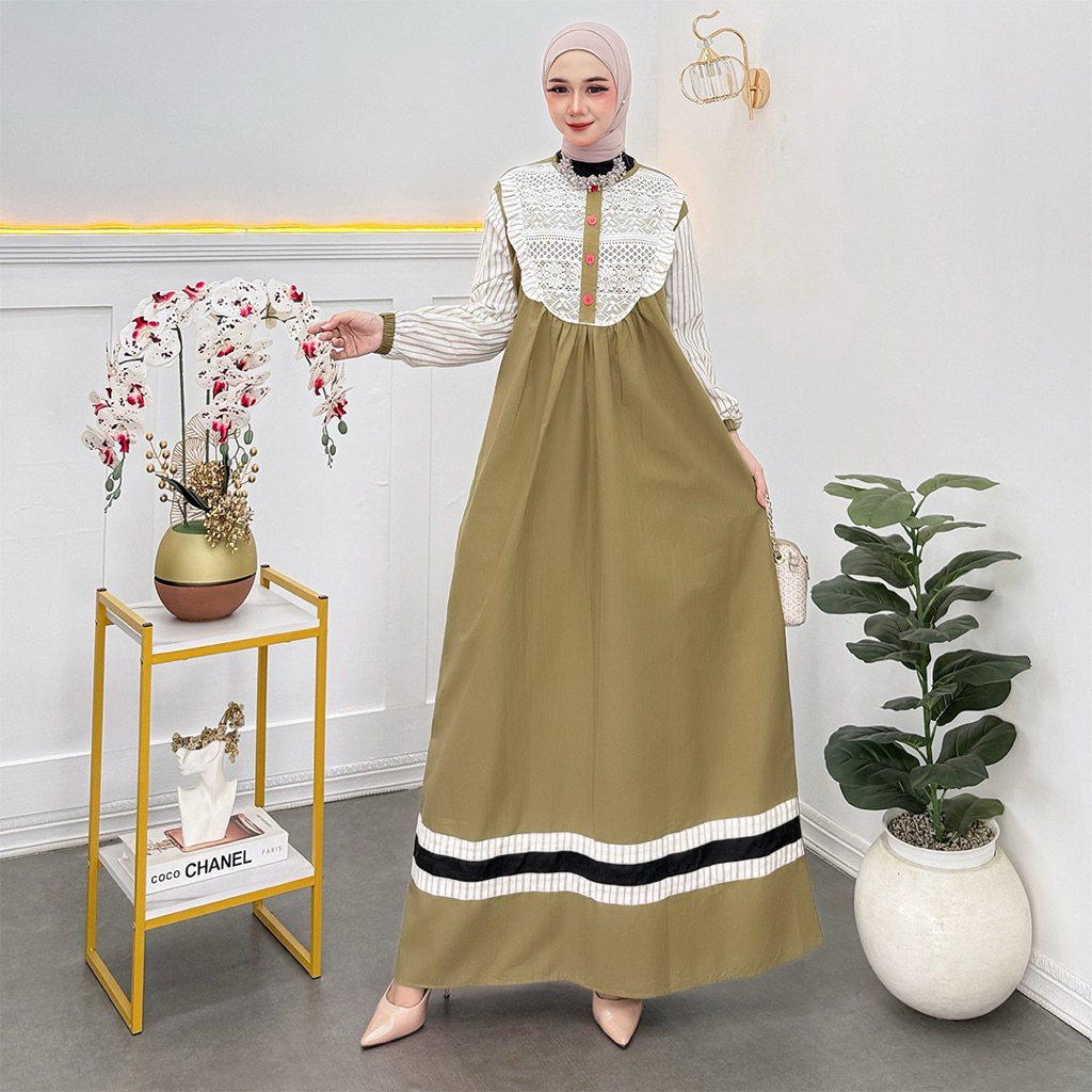 Gamis Brukat Vintage Kahiyang Busui Katun Premium