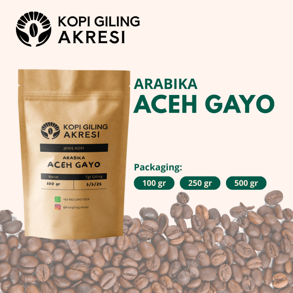 

Arabika Aceh Gayo - Biji Kopi Bubuk Giling Murni 100gr/250gr/500gr | Kopi Giling Akresi