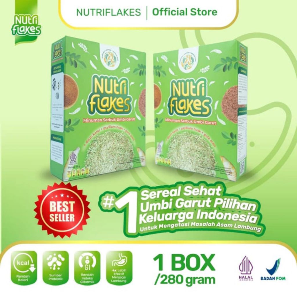 

NUTRIFLAKES SEREAL UMBI GARUT SOLUSI AMPUH MENGATASI ASAM LAMBUNG GERD & MAAG TERDAFTAR BPOM