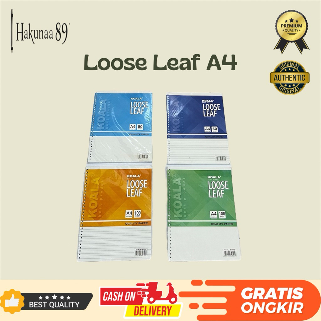

Koala Loose Leaf A4 Polos/Bergaris | Isi 50/100 Lembar | Kertas Binder Refill