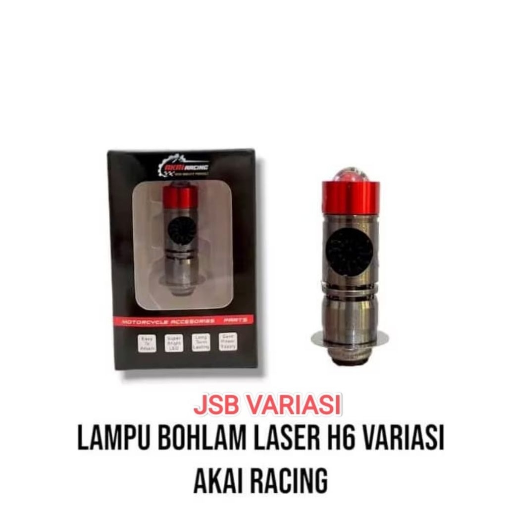 Bohlam Lampu Depan Led Akai Racing + Kipas Bohlam Laser H6 Putih-Kuning Lampu Motor Ac Dc Laser Hi L