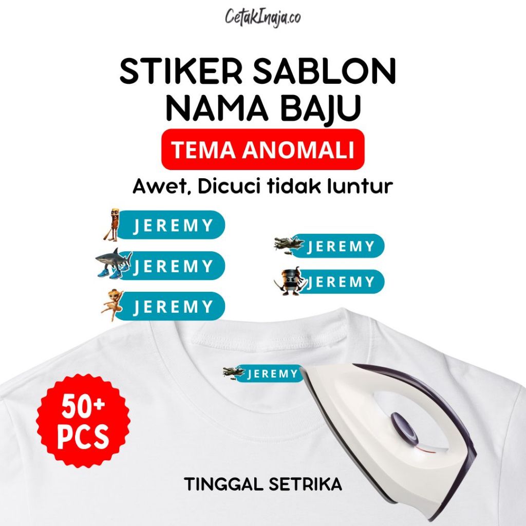

Stiker Sablon Label Nama Baju Stiker Custom Nama Label Printing Kain / Kaos Sablon Setrika Tema Anomali Lucu Gratis