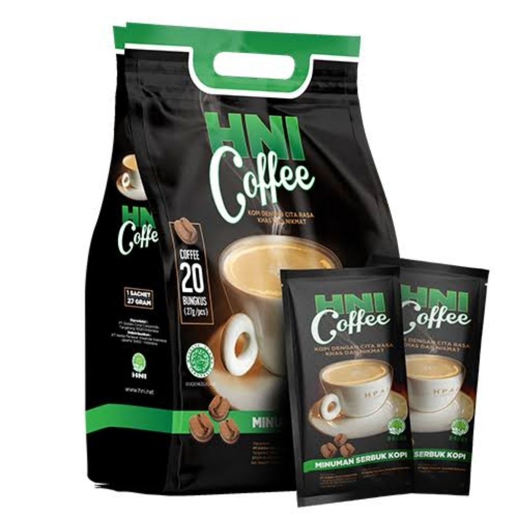 

HNI COFFEE KOPI DENGAN CITA RASA MINUMAN SERBUK KOPI HPAI NETTO 20 PCS X 27 GR