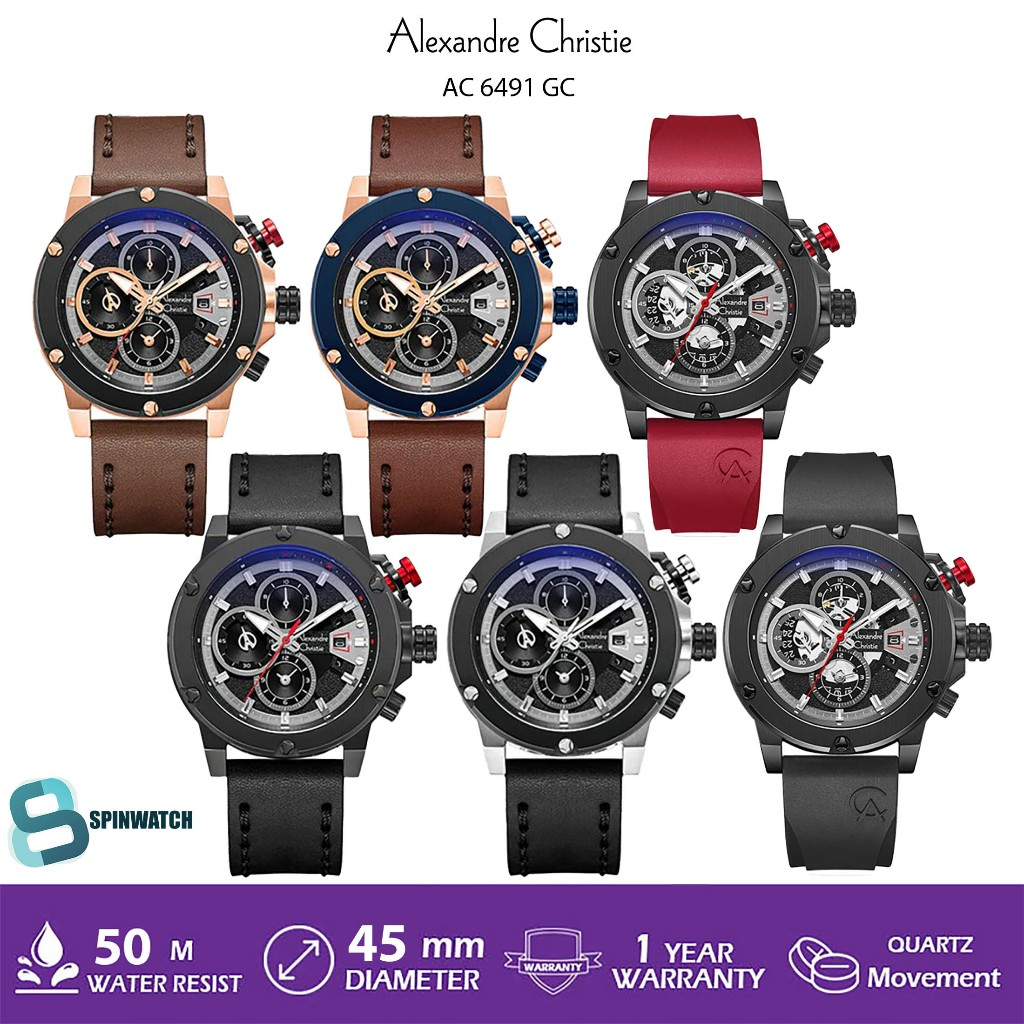 ALEXANDRE CHRISTIE PRIA AC 6491 JAM TANGAN KULIT PRIA ORIGINAL