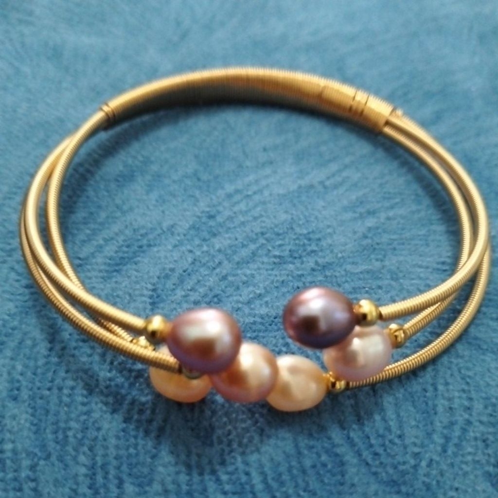 gelang bangle 6 mutiara air tawar