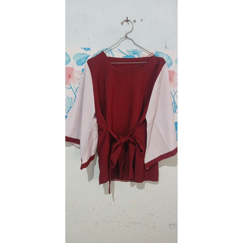 Blouse Merah Putih Tali