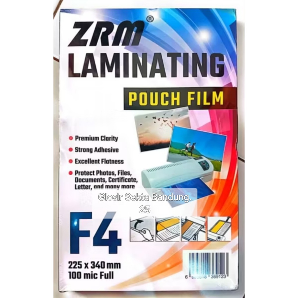 

[Isi 20pcs] Pelastik Laminating ZRM Laminating Pouch Film F4 225 x 340 mm 100 mic Full