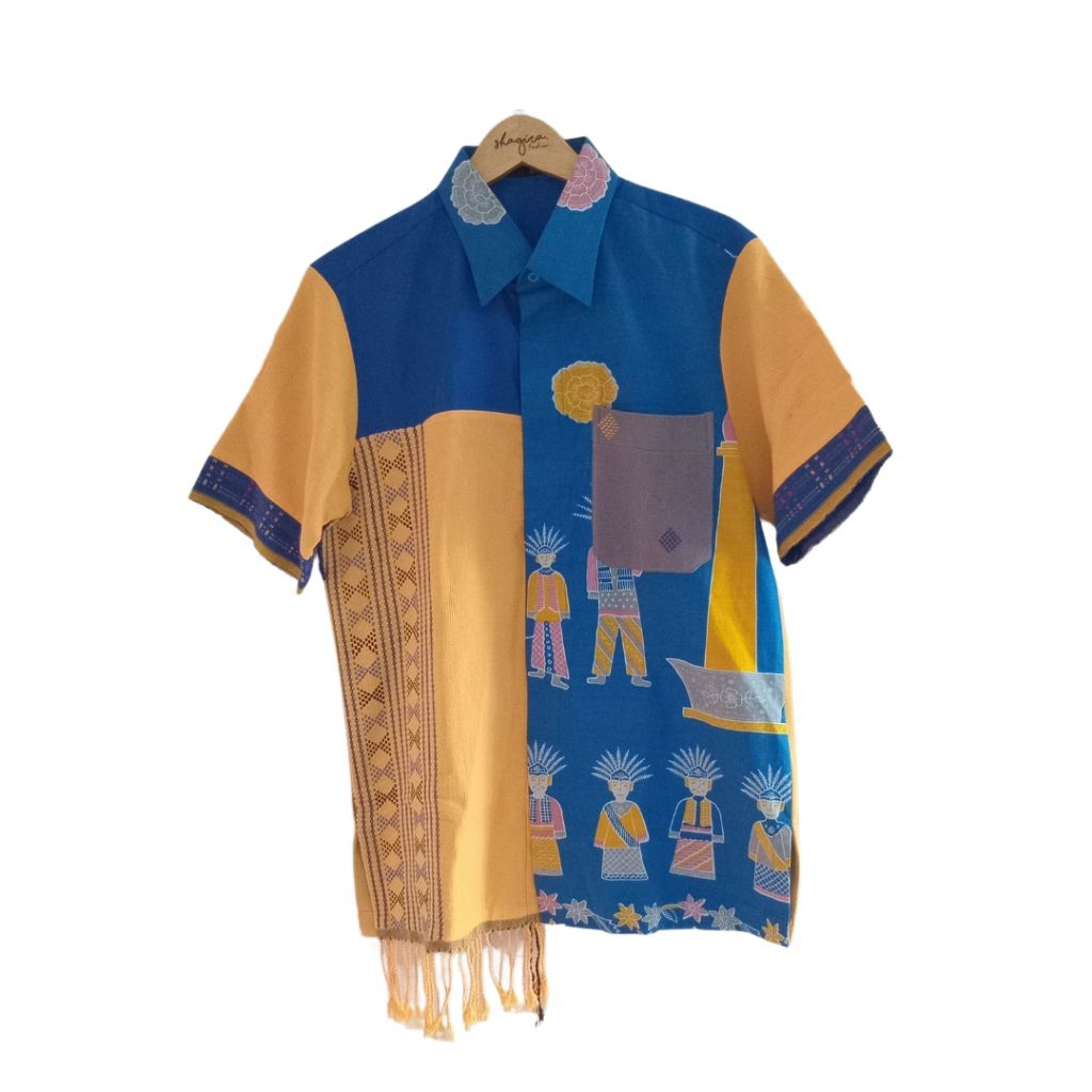 Kemeja Batik Pria Lengan Pendek - Tenun Baduy x Batik Betawi