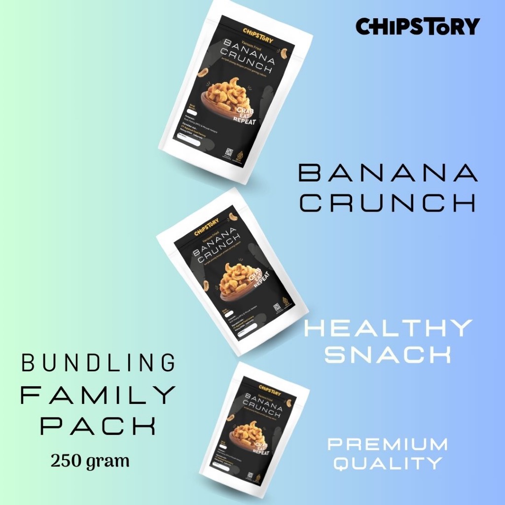 

BUNDLING FAMILY PACK 250g 3 PCS - Keripik Pisang Chipstory - Banana Crunch - Super Enak Export Quality - Natural Taste - Rambak Pisang