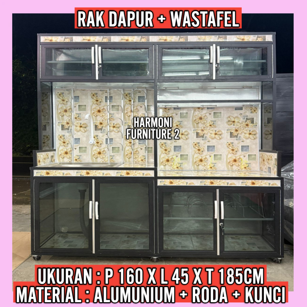RAK DAPUR WASTAFEL ALUMUNIUM RODA RAK SAYUR WASTAFEL ALUMUNIUM RODA RAK PIRING WASTAFEL ALUMUNIUM FR