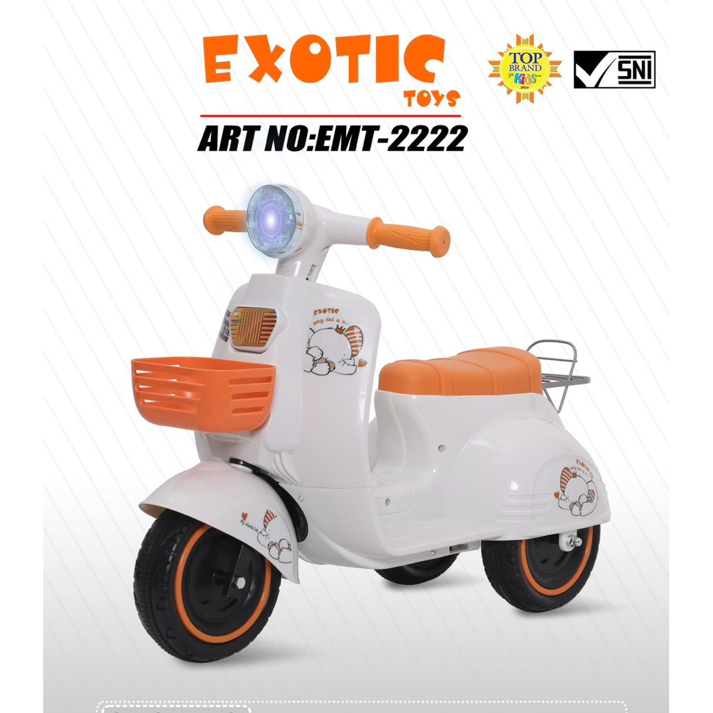 Motor Aki Anak Exotic EMT 2243 2222 sepeda Vespa Anak ces cas an listrik