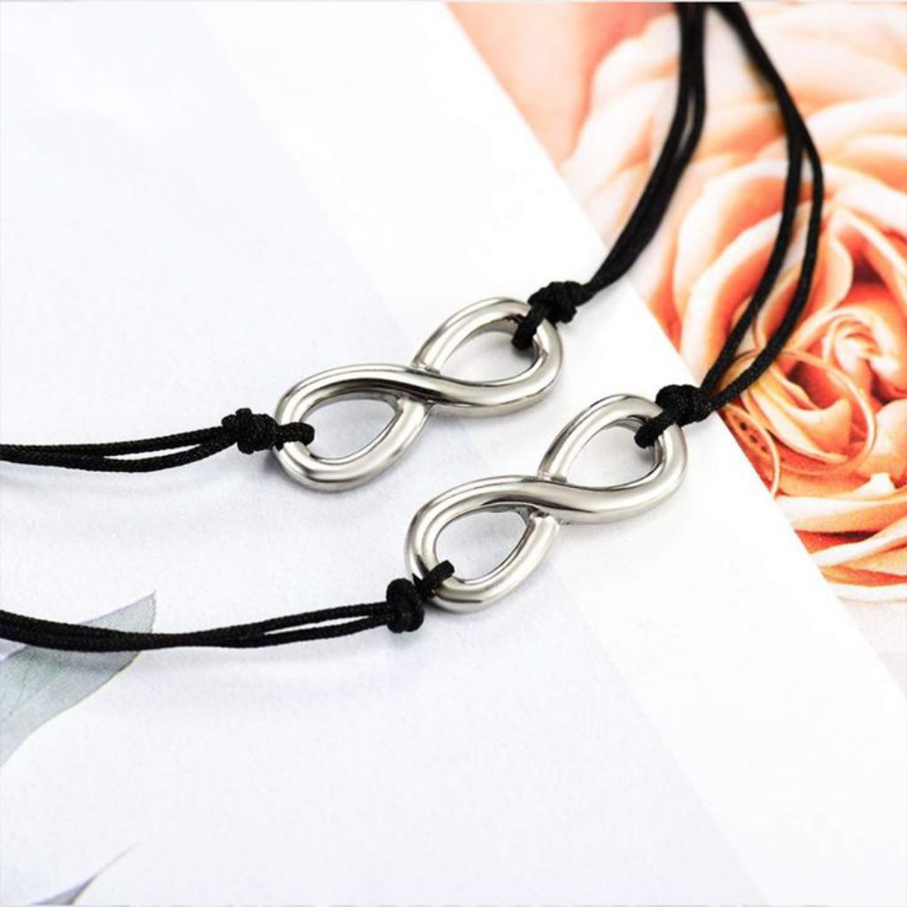 Gelang Infinity Tali Serut Simpel Gelang Couple Pasangan Warna Hitam | Gelang Couple Pasangan Murah