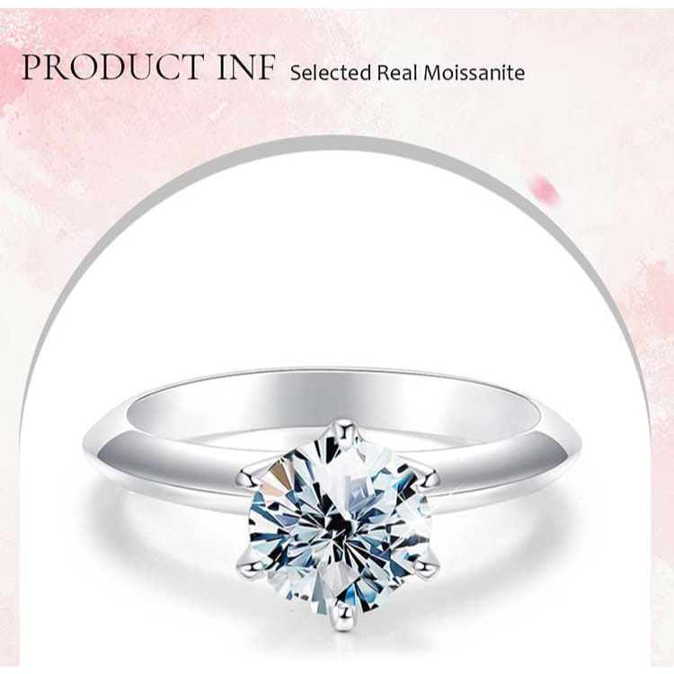 Cincin Wanita Moissanite Sertifikat GRA