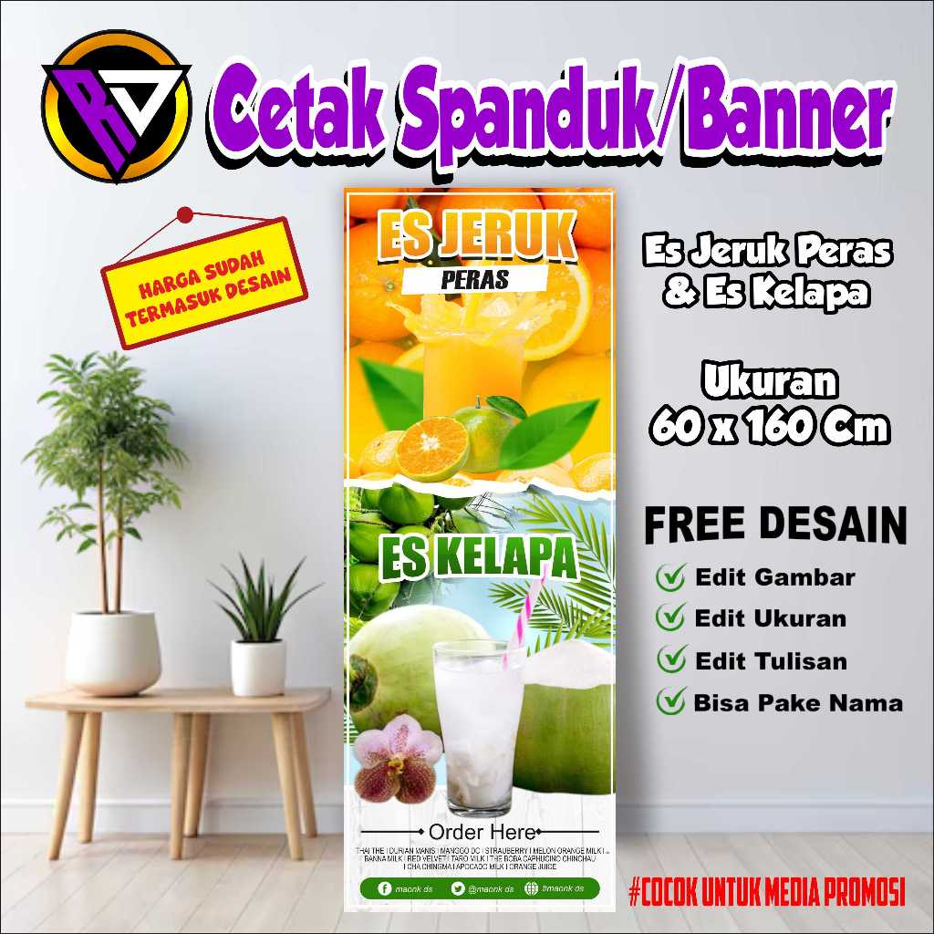 Cetak Banner Cetak Spanduk ES JERUK PERAS & ES KELAPA / Cetak Spanduk