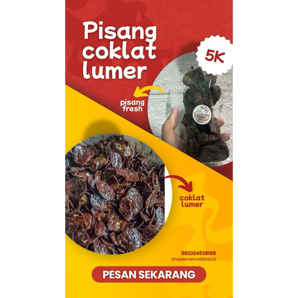 

Keripik pisang coklat lumer 65 gram Beli 10 gratis 1