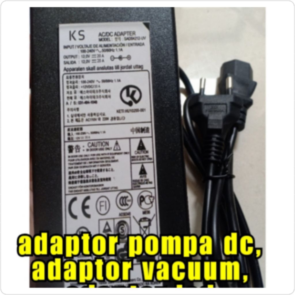 Adaptor12volt 20ampere pompa dc vaccum cleaner