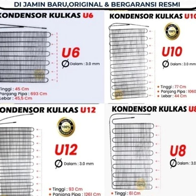 ( 10 Pcs Perdus ) Kondensor Kulkas Kondensor Showcase Bahan Tembaga Kondensor U6 Kondensor U8 Konden