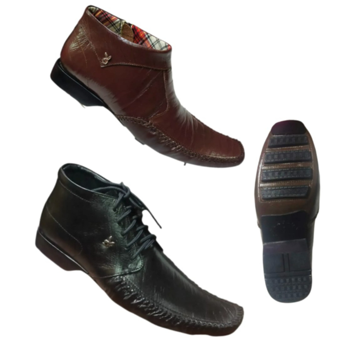 Sepatu Boot Playboy Pria Kulit Asli - Sol Karet Jahit Keliling | Sepatu Pantofel Kerja Nyaman Elegan