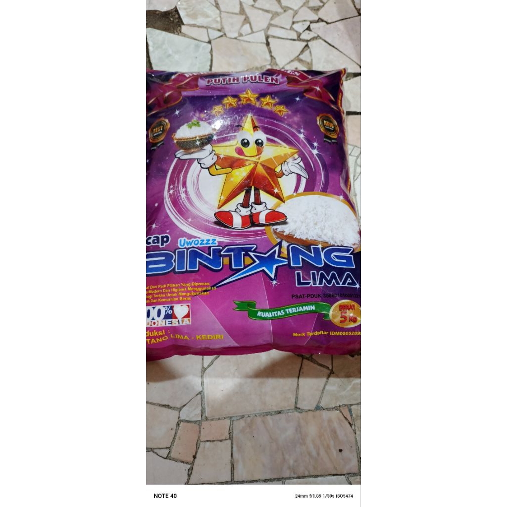 

Beras Bintang lima kemasan 5 kg