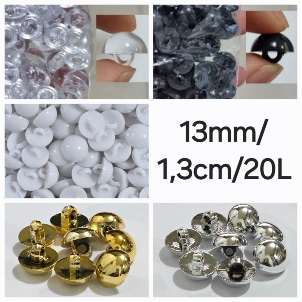 Kancing Baju Jamur Kristal 13mm/1,3cm/20L Kancing Hias Mutiara