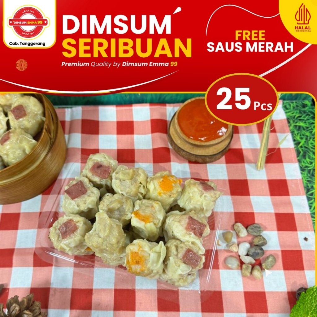 

Dimsum Seribu/Mini Hemat isi 25 Pcs Free Saus Merah & Halal