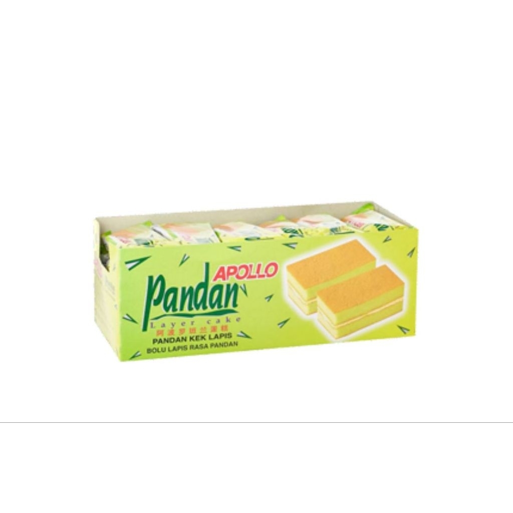 

(1box) Apollo layer cake / bolu lapis rasa pandan isi 18gr x 24pack