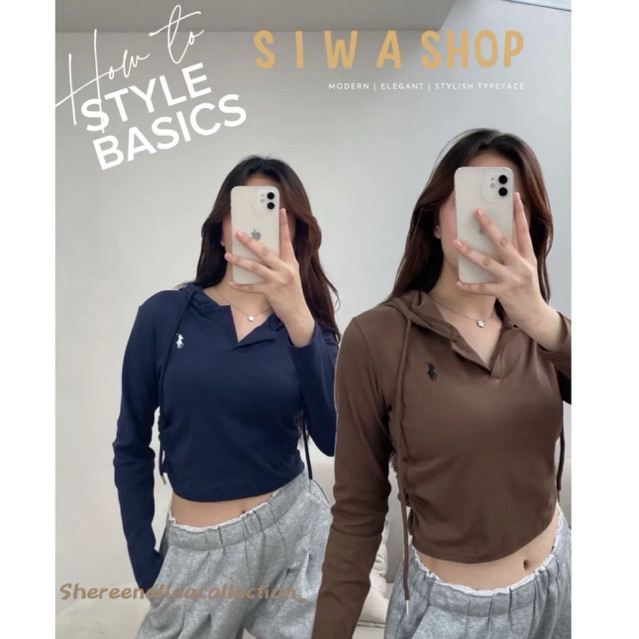 SA [ HOODIE SIWA ] KERUT SAMPING BERKERAH TANPA KANCING  III  atasan wanita crop top lengan panjang 