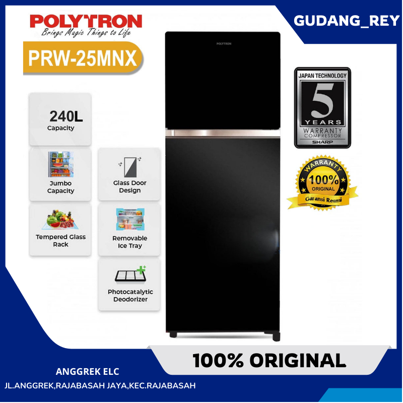 KULKAS POLYTRON PRW 25MN 2 PINTU GARANSI RESMI