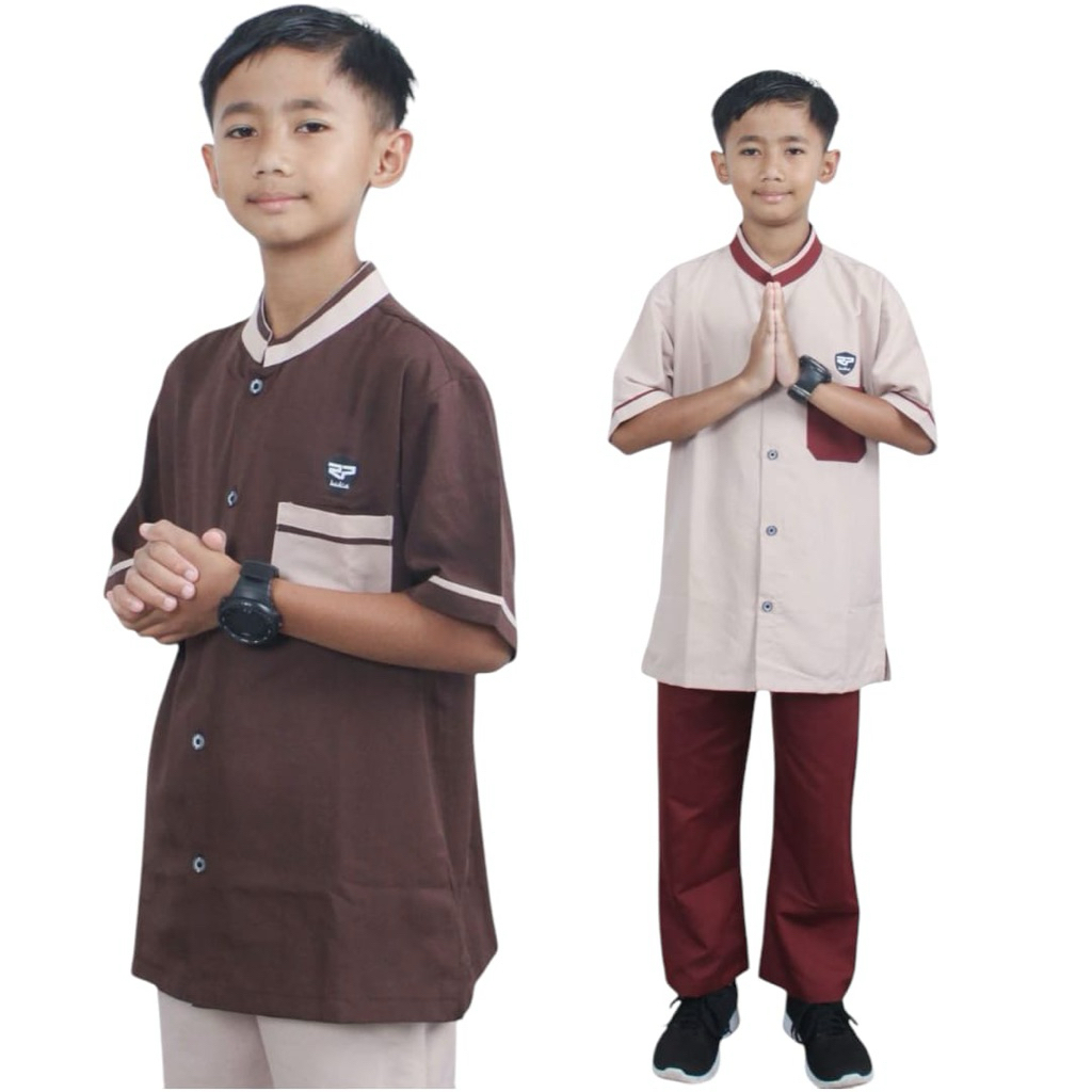 Baju Stlan Atas Bawah Anak Lakilaki Baju Koko Bahan Adem Anak Laki Laki Tanggung Baju Set Koko Anak 