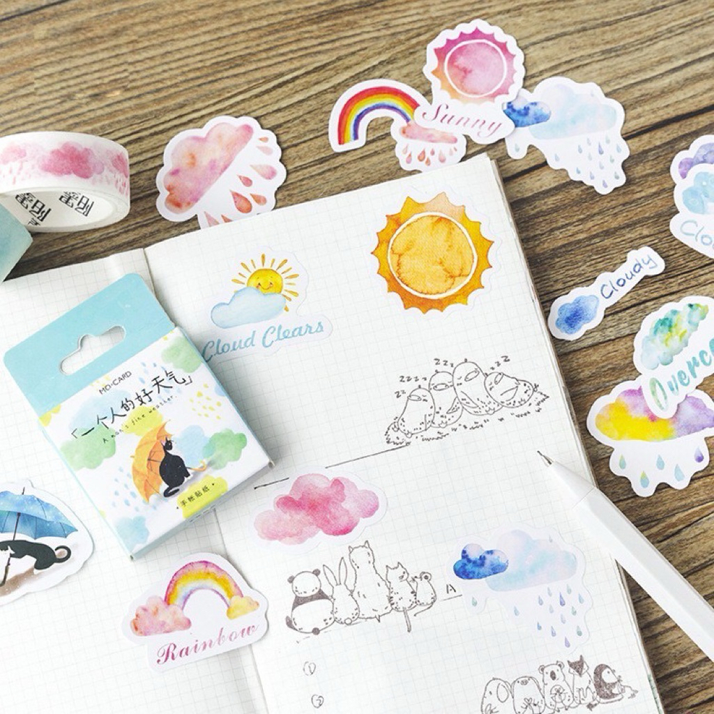 

46 Pcs WEATHER Deco Sticker Planner DIY Scrapbook Stiker Dekor Cuaca Musim Kotak