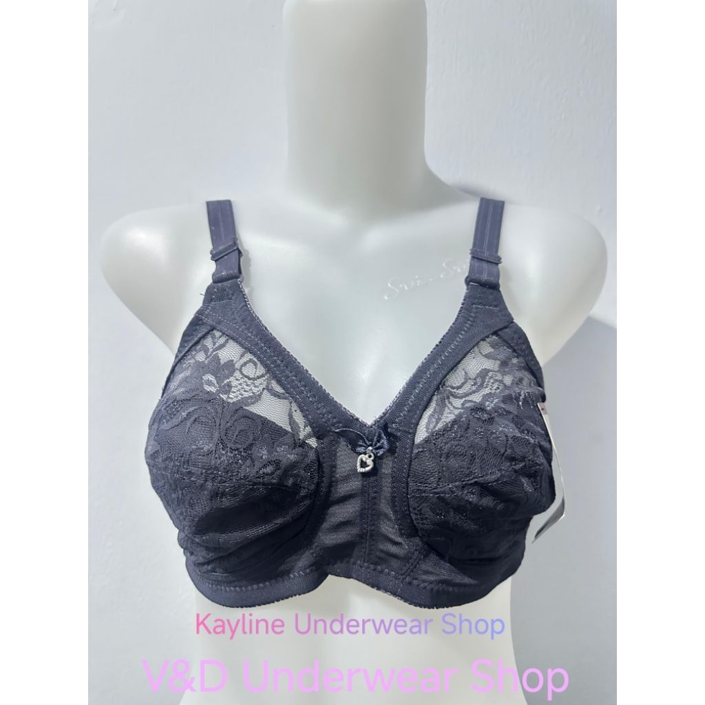 1 PCS..BRA WANITA BRUKAT DEWASA (KAIT 2) GUINI 404 BRUKAT WARNA ABU-ABU TUA(SIZE 38)