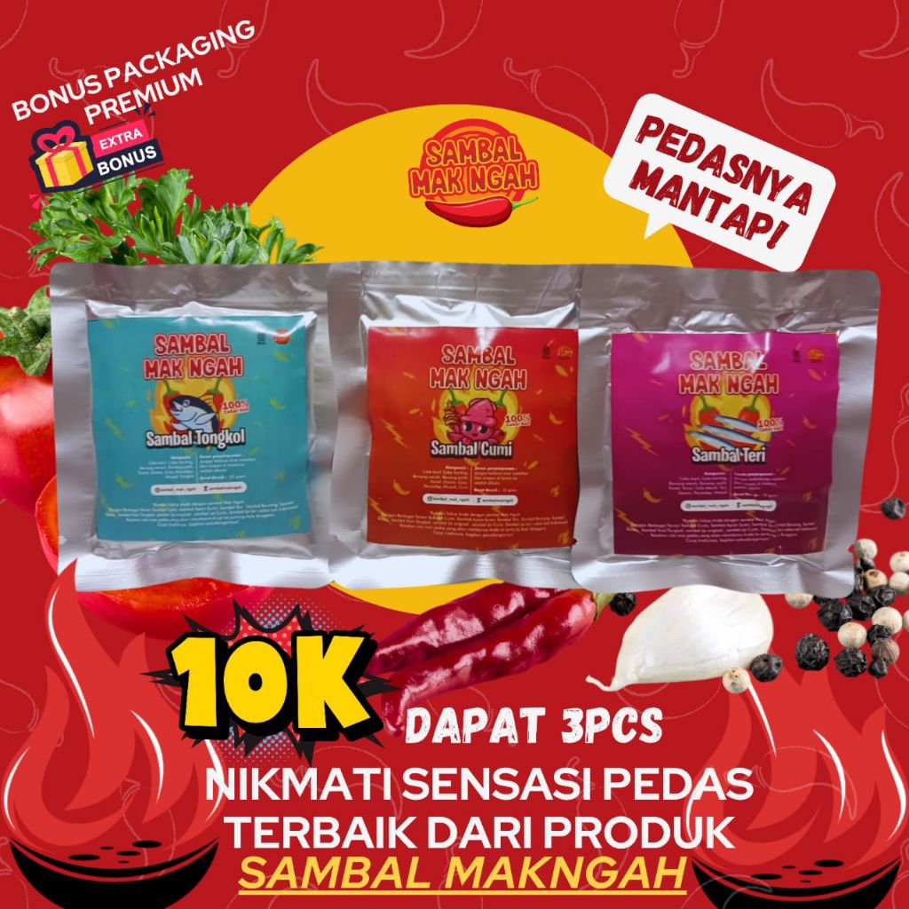 

sambal Mak ngah kemasan kecil 35 gram, bisa di mix