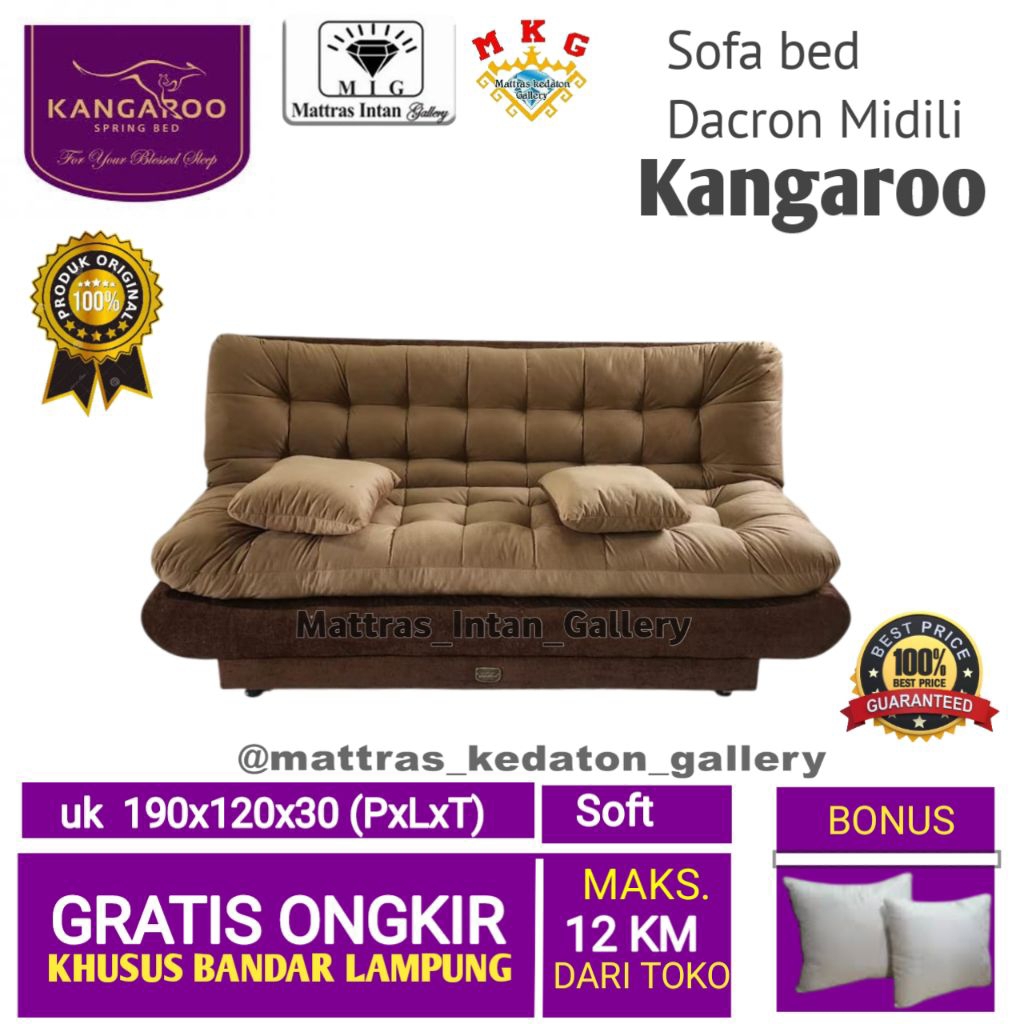 sofa bed 2in1 190x120 cm kangaroo springbed - Sofa Bed Kangaroo spring bed free ongkir untuk kota ba