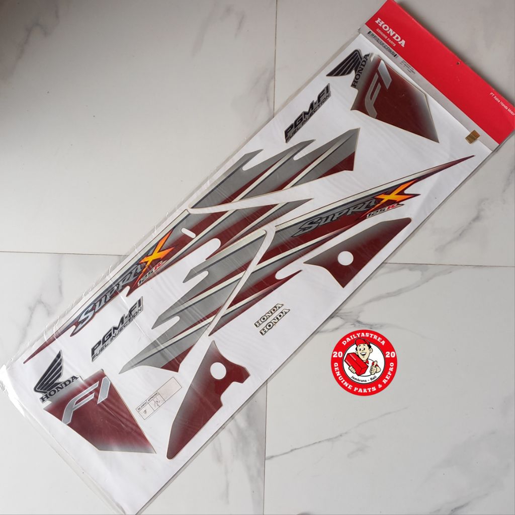 LIS STICKER STRIPING BODY BODI HITAM MERAH HONDA SUPRA X 125 R FI INJECTION 2007 ORIGINAL N20ZC