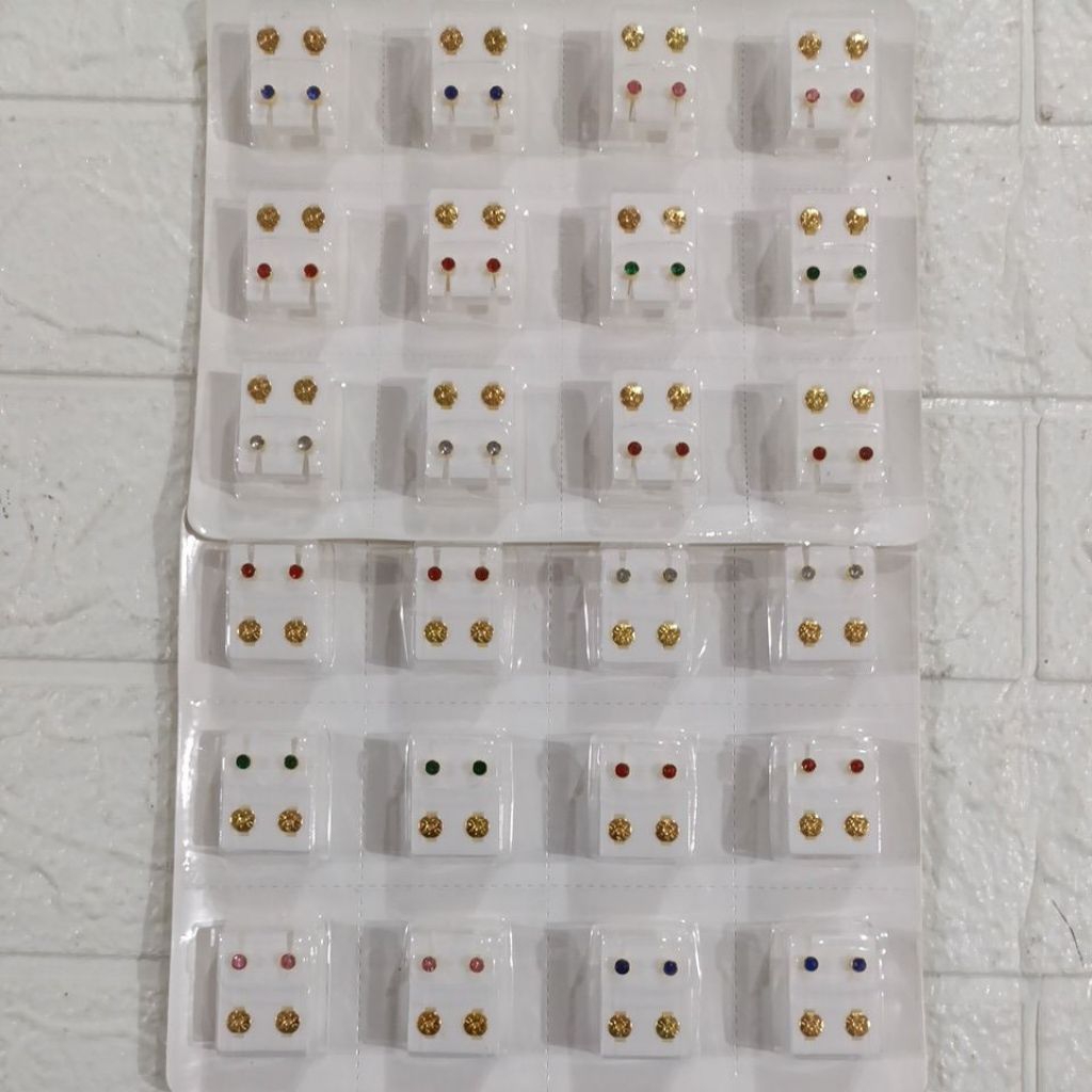 Anting tindik/kerabu tindik kuping warna gold isi 12 pasang