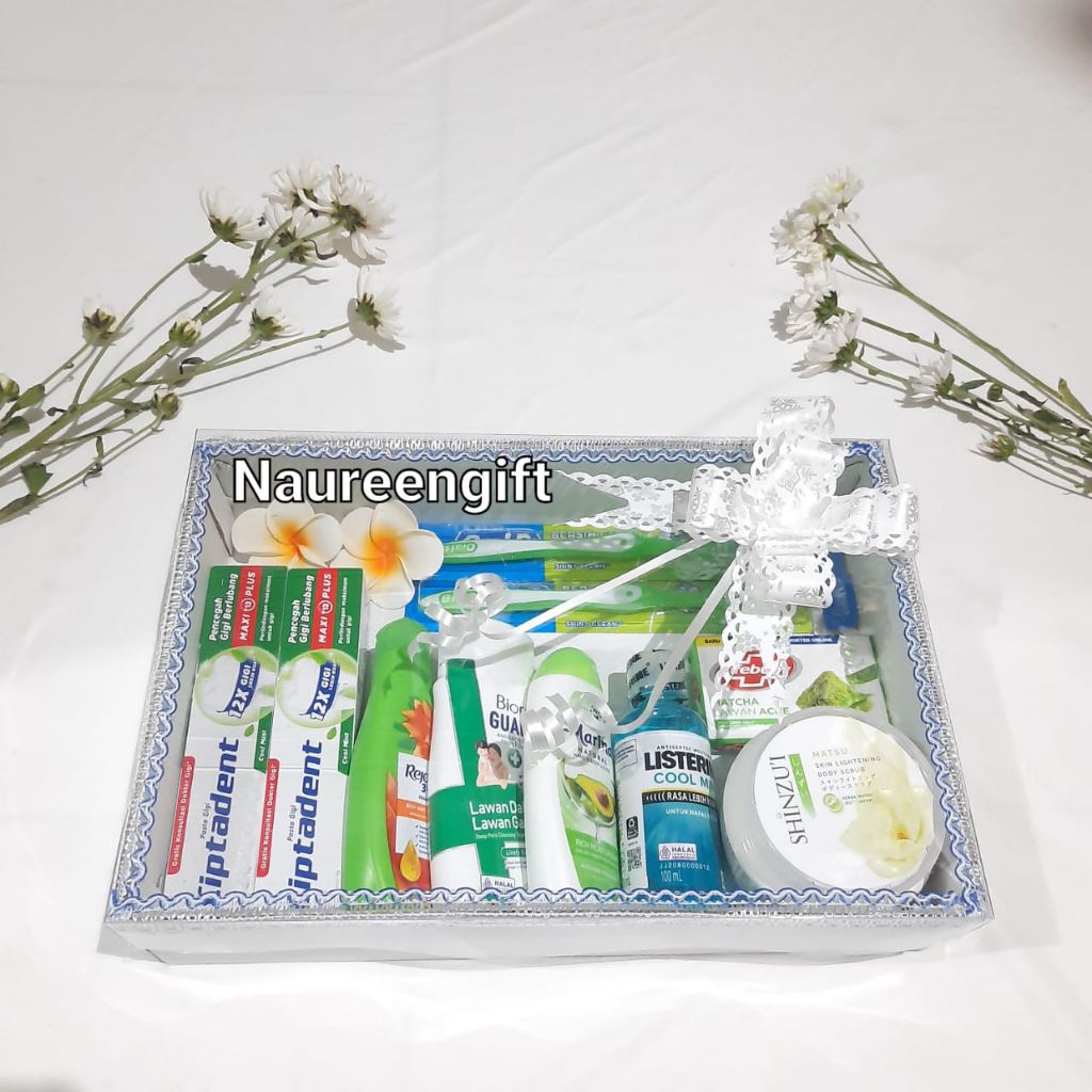 Paket Seserahan Set Peralatan Mandi/Listerine Green Free Box