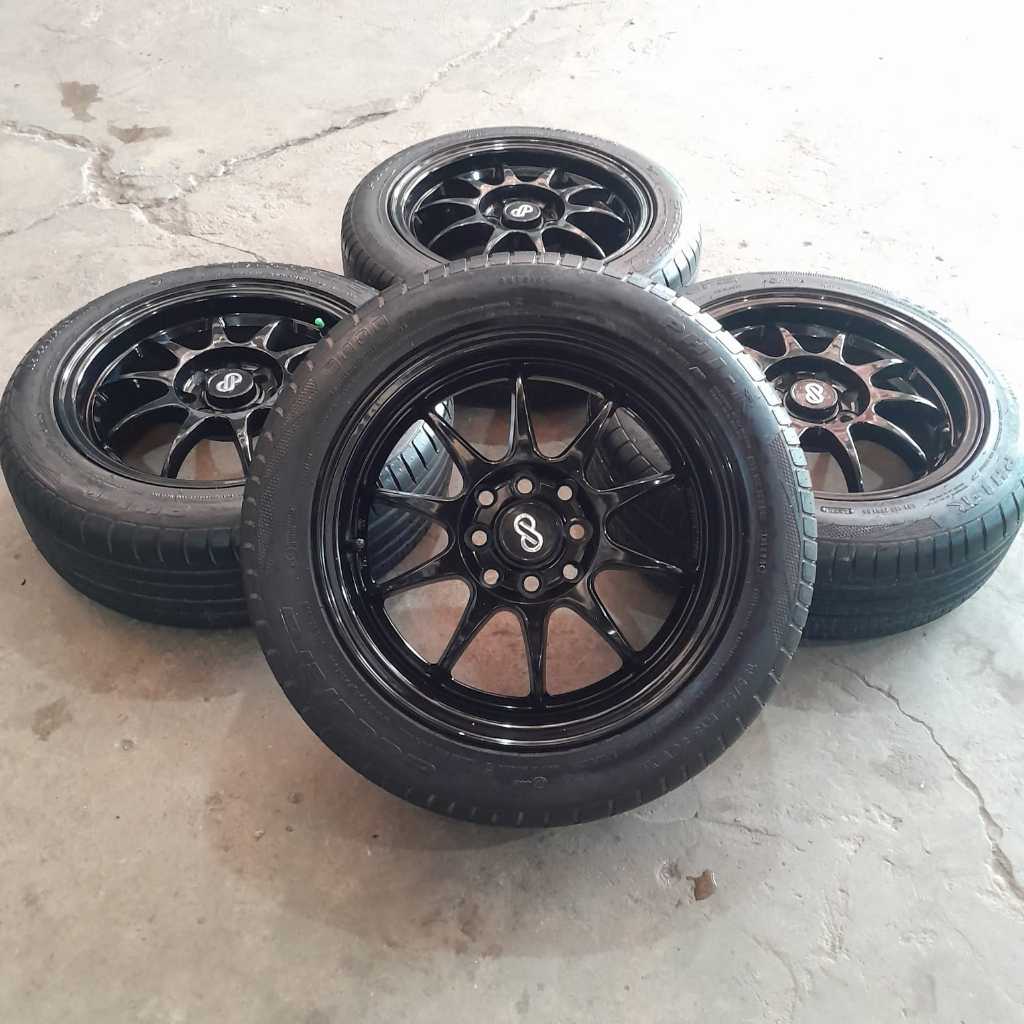 VELG MOBIL BEKAS PELEG MOBIL SECOND ENKEI RING 15 LEBAR 6,5 PCD 8X100-114+BAN 185 55 R15 VELG UNTUK 