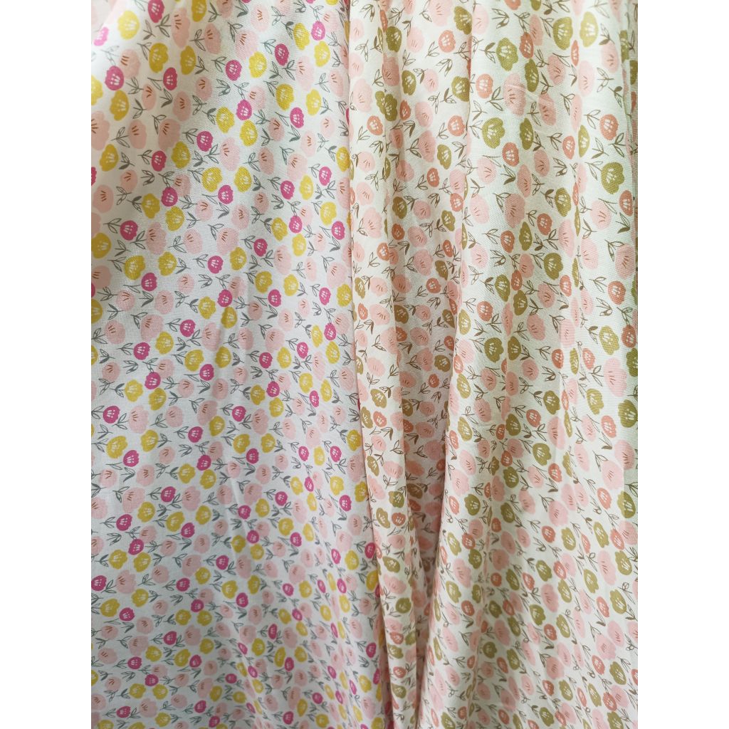 Bahan kain katun rayon viscose premium motif bunga kecil terbaru best seller viral atasan gamis muke