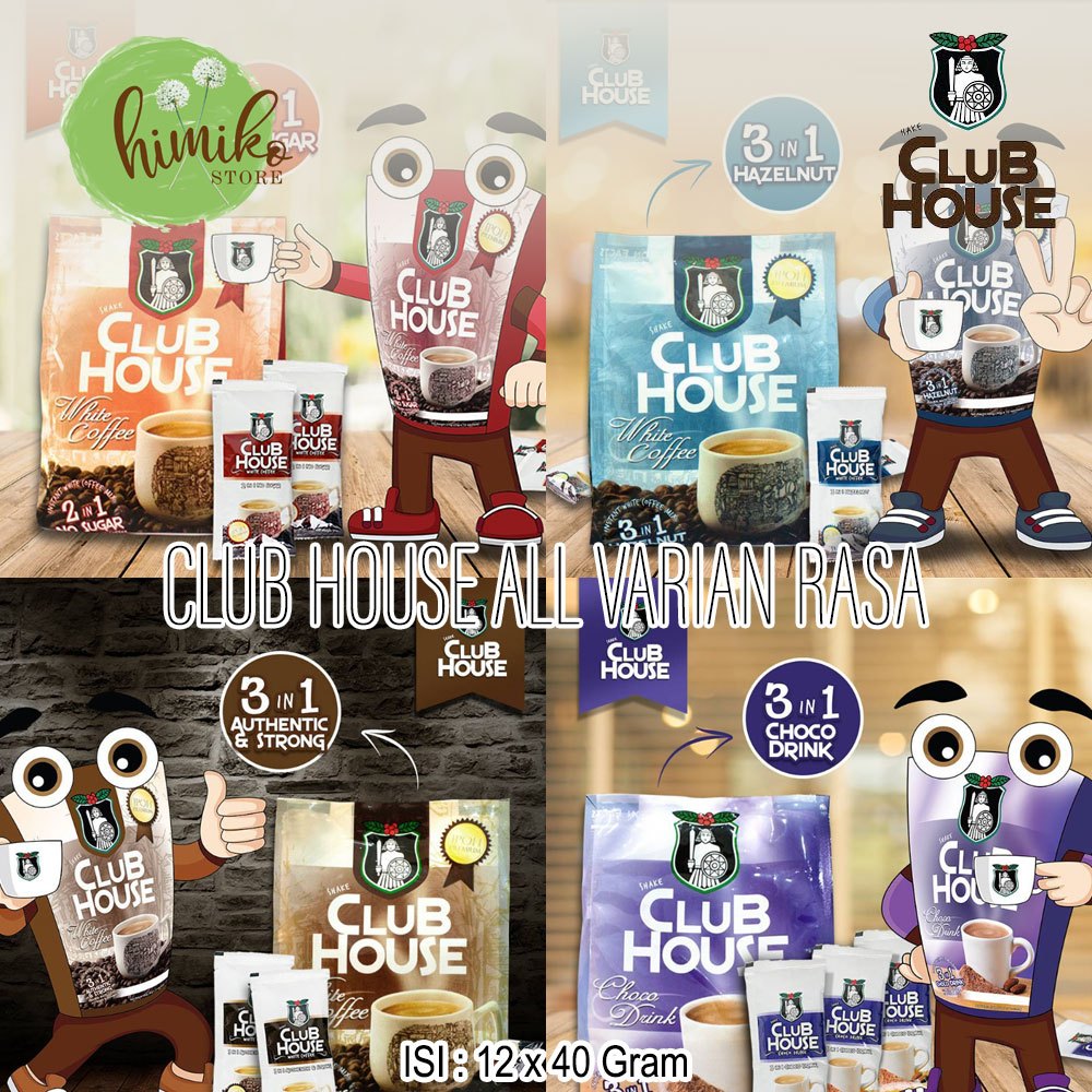 

White Coffe dan Choco Shake Club House All Varian Rasa 12 Sachet x 40 Gram