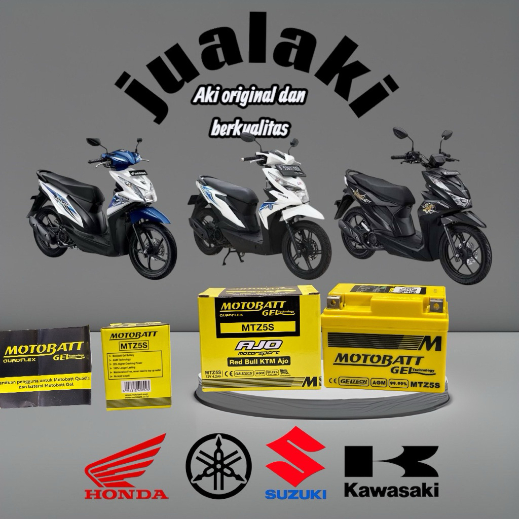 Aki kering motor beat motobatt gell MTZ5S original 100%