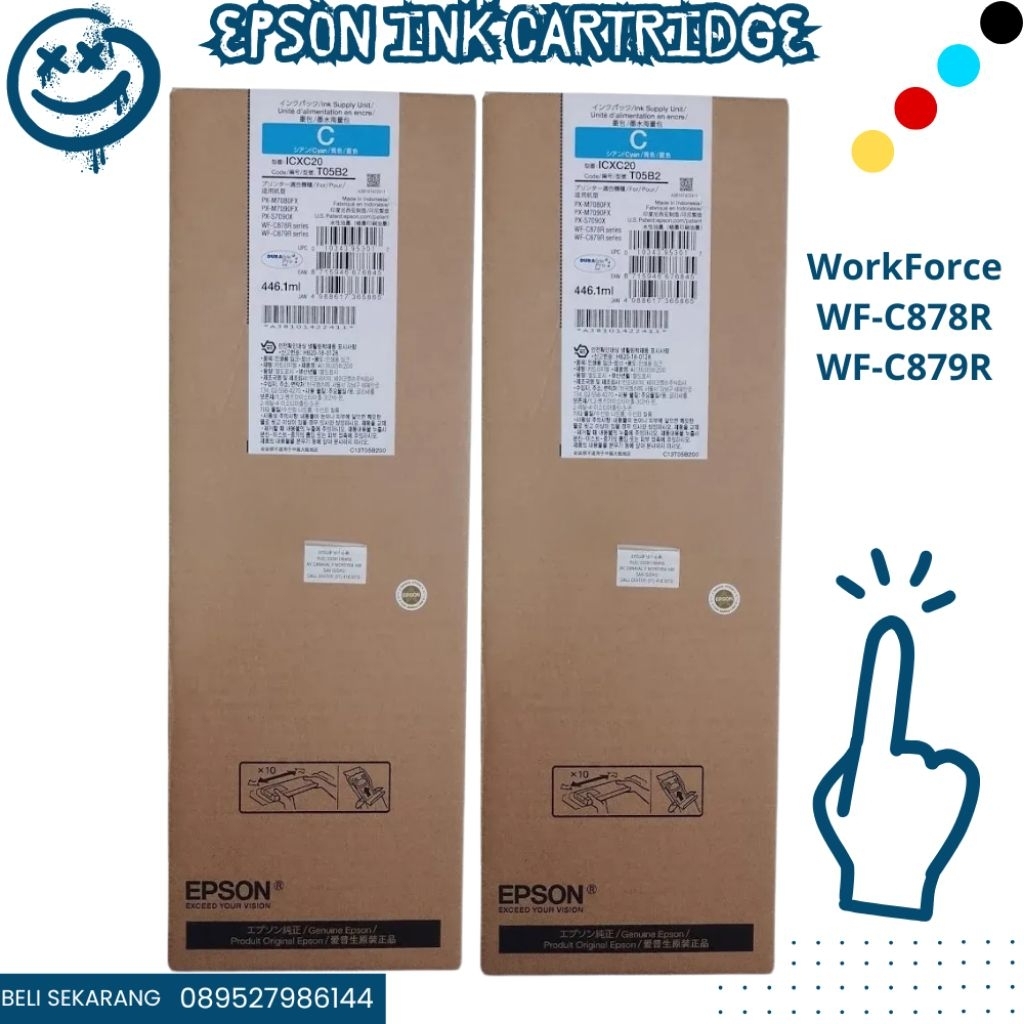 Tinta Epson T05B2 Cyan Original / Tinta Cartridge Epson T05B2 Cyan Original / Tinta printer Epson T0