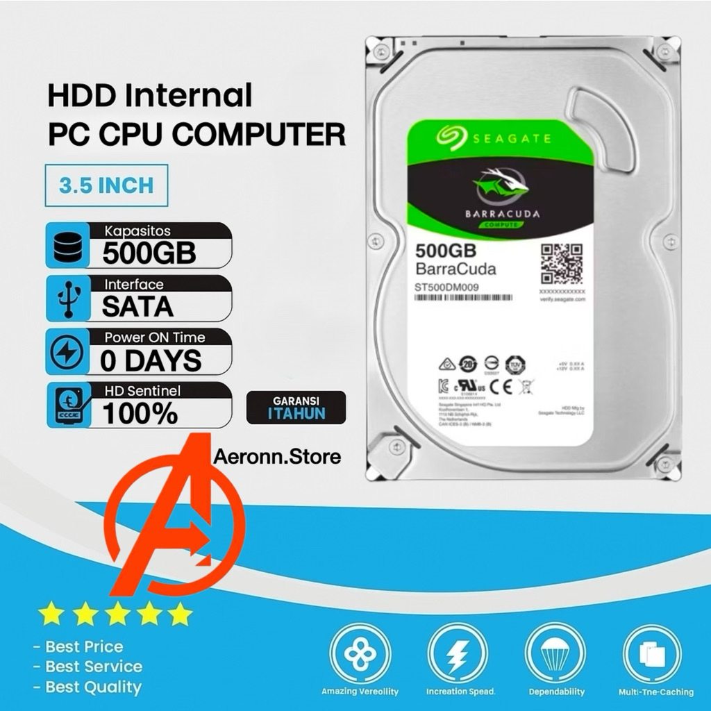 Hardisk 500GB Seagate Barracuda SATA 3.5" 0 Days Rpm 7200 HDD Internal For Pc Cpu Computer