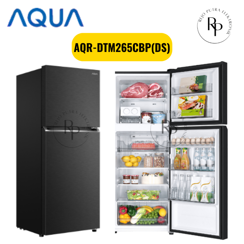 KULKAS AQUA 2 PINTU AQR-DTM265CBP(DS) 205L DARK SILVER HEMAT LISTRIK TURBO COOLING -1°C CHILLER BOX