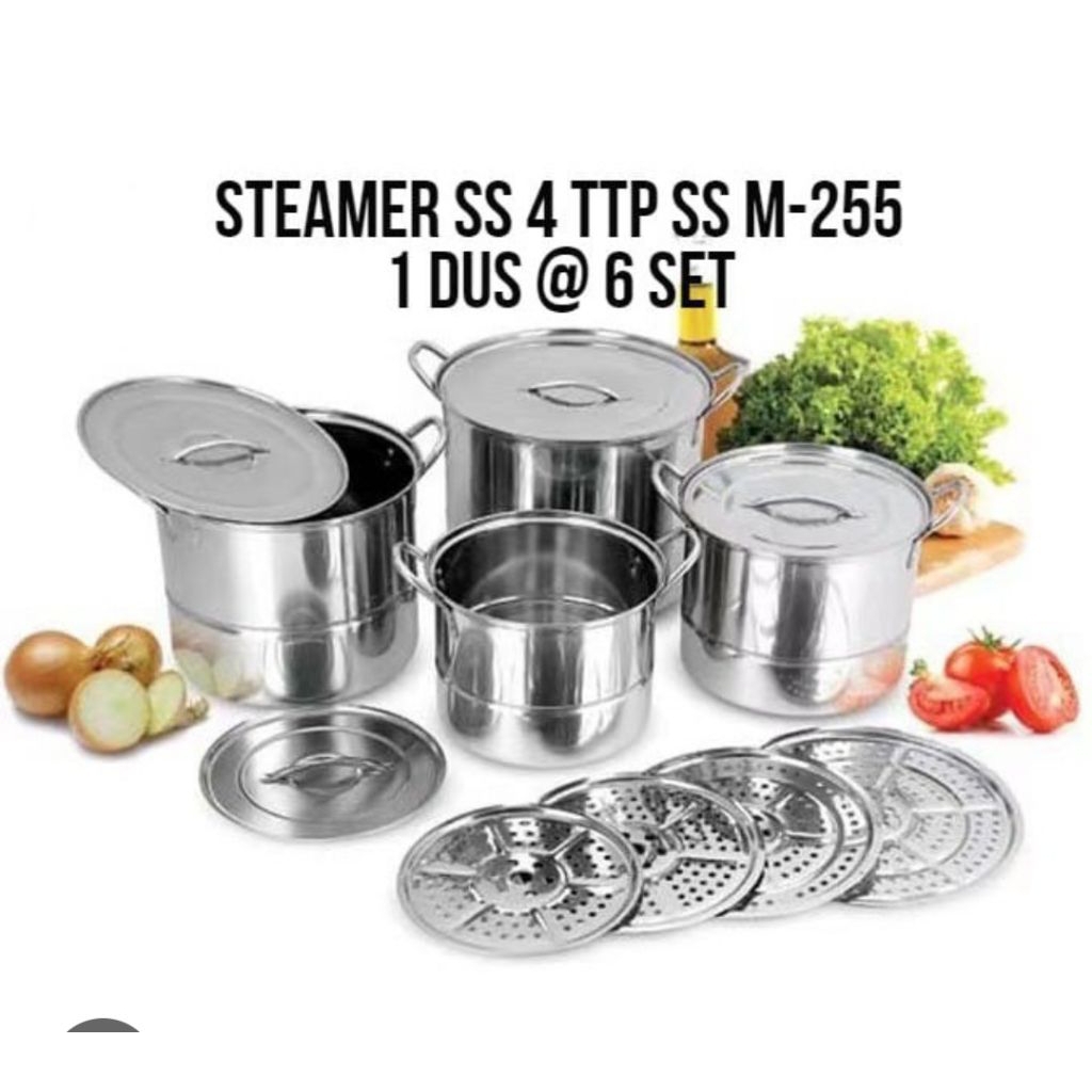 Panci Set Steamer Stock Pots 4 Pcs HOME LUX INDIA 555 Kitchenware Best Seller  Stainless Steel